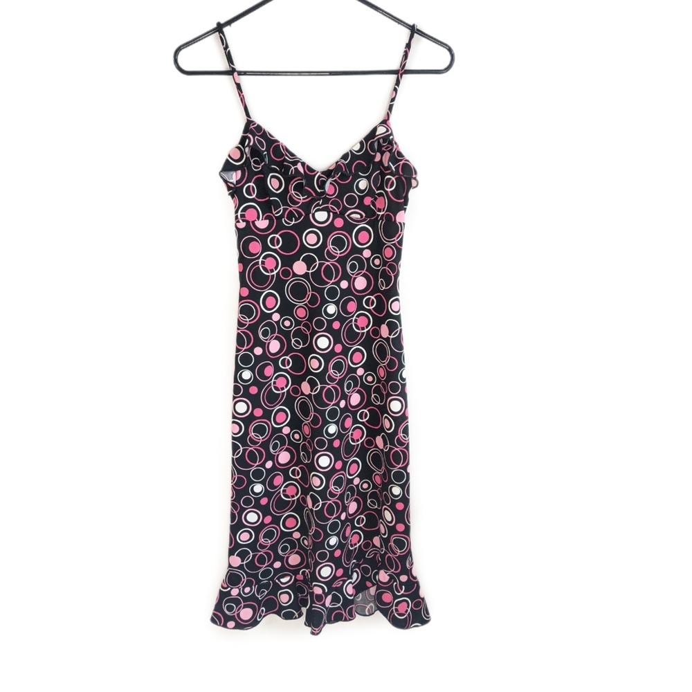 Y2K Abstract Polka Dot Print Spaghetti Strap Babydoll Slip Dress